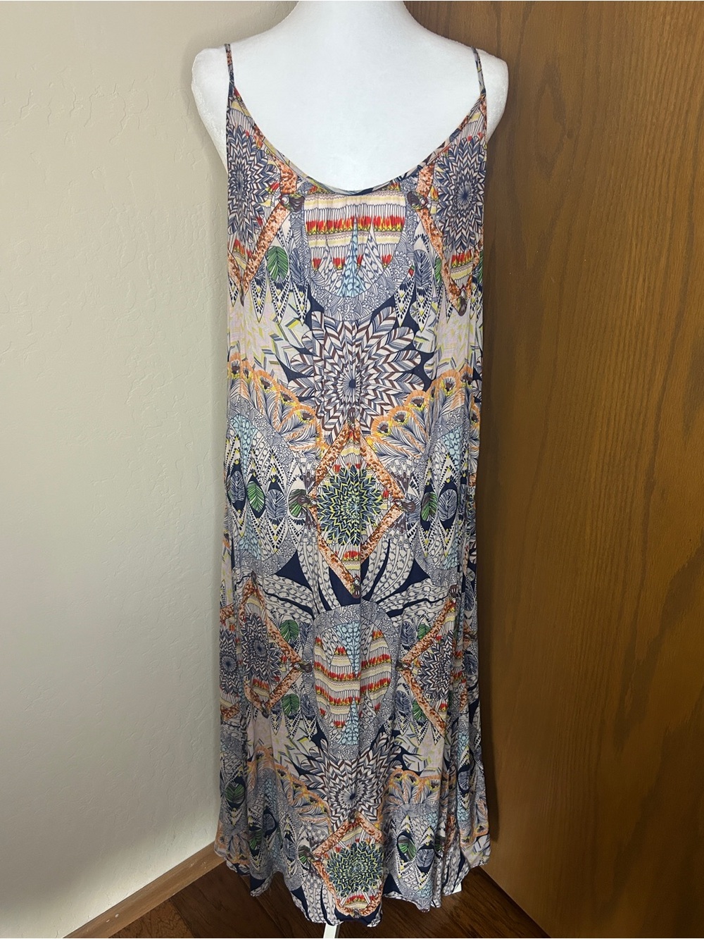 TYSA 100% Rayon Printed Swing Slip Dress Made in USA Size 3